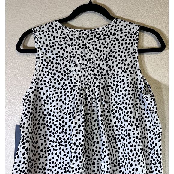 NWT Bobeau Collection Women's Size Small Black White Spotted Sleeveless Blouse - Picture 4 of 8